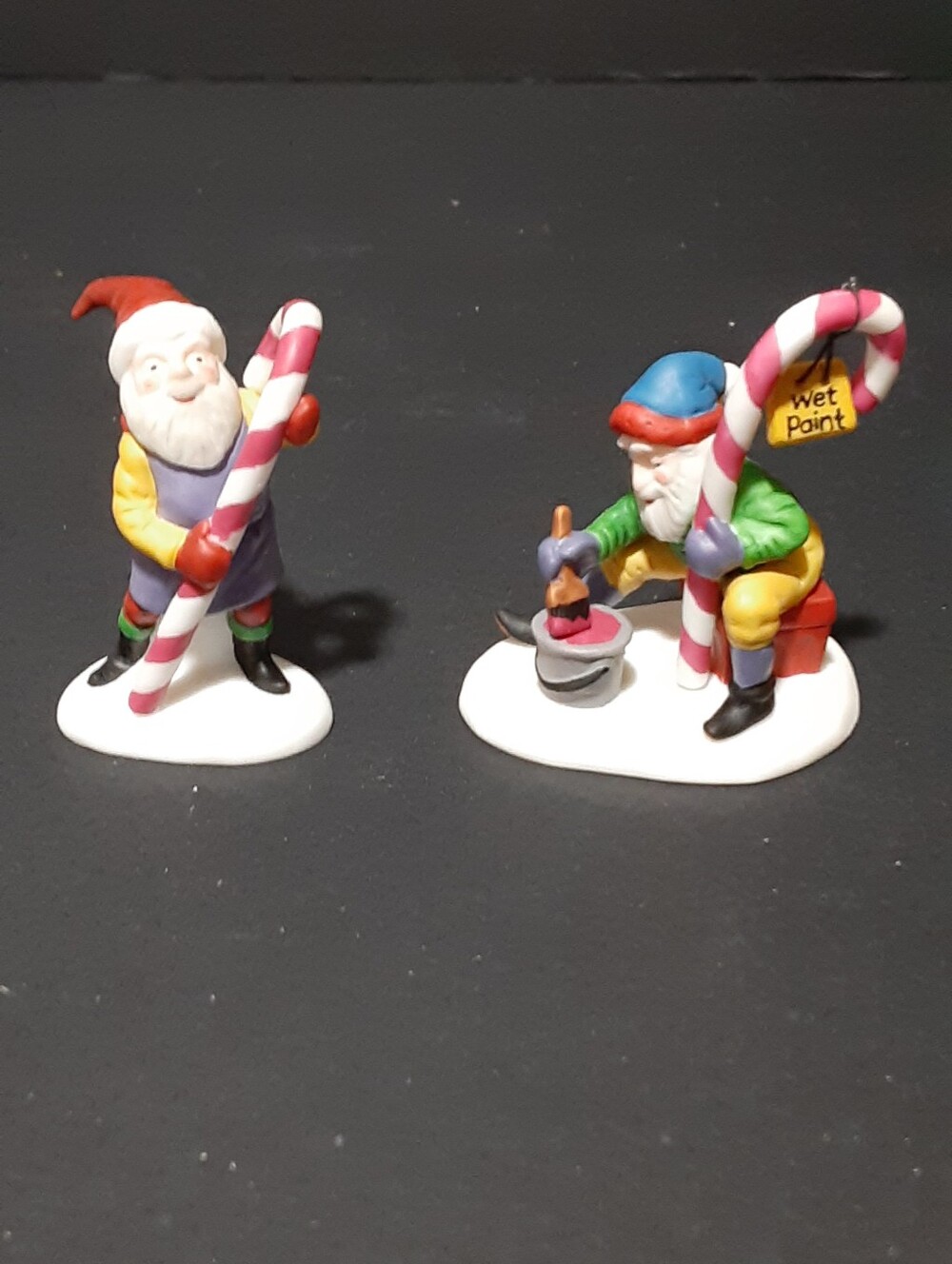 Vintage Department 56 'Candy Cane Elves" 2 Pc Figurines #56390 North Pole Series